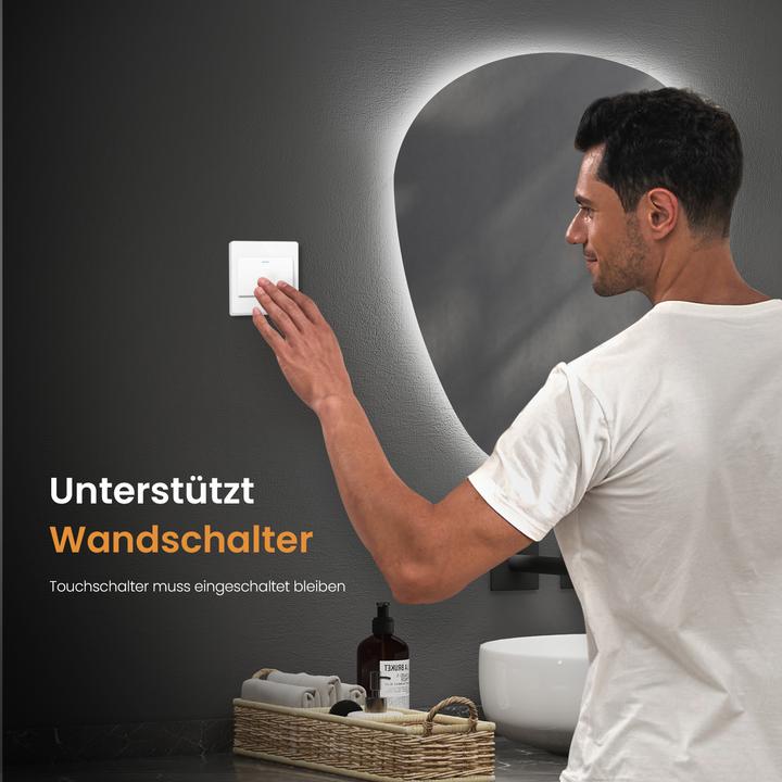 Actual product image Emke Bathroom mirror with lighting, LED, 60x45 cm, touch switch, dimmable, 3 light colours, IP44 (45 x 60 cm)