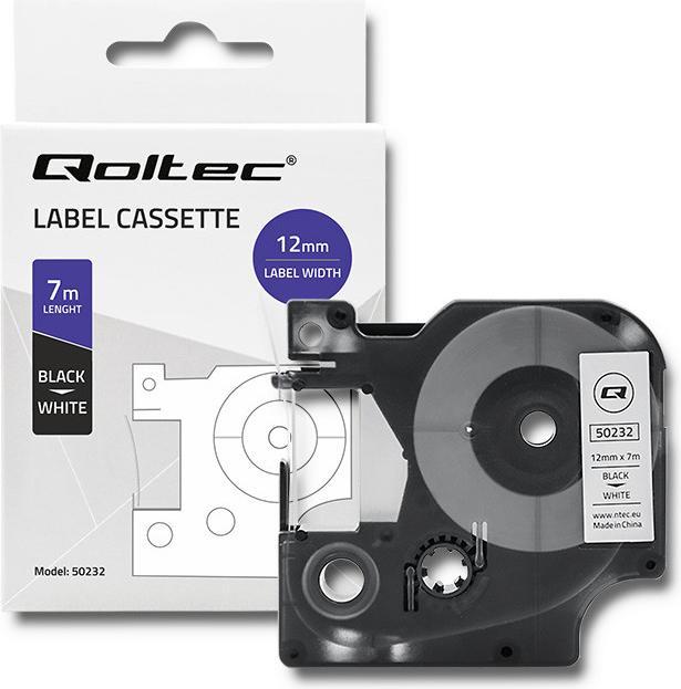 Actual product image Qoltec Tape for DYMO D1 45013 12mm x 7m White / Black overprint (1.20 cm, Black, White)