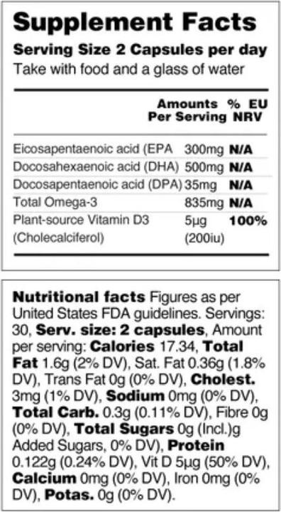 Produktbild Vegetology Opti3 Omega-3 EPA & DHA Kapseln (60 Stk., Kapseln, 300 g)