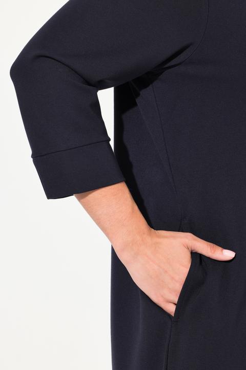 Image du produit Ulla Popken Robe en molleton point de Rome. Col montant, manches 3/4 et poches. (60)