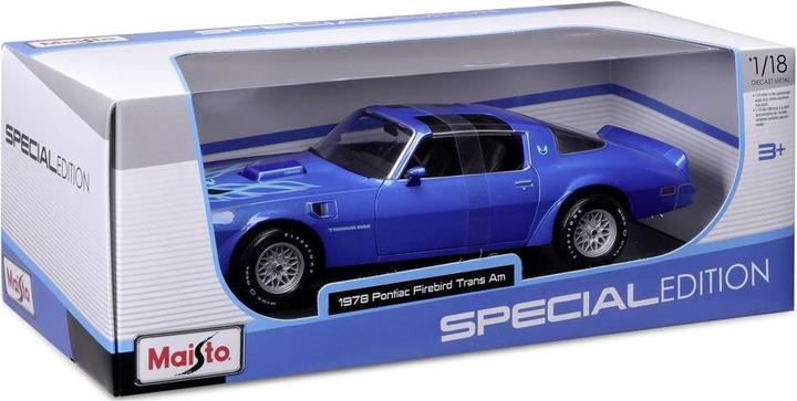 Actual product image Maisto Pontiac Firebird Trans Am 1978 1/18 blue