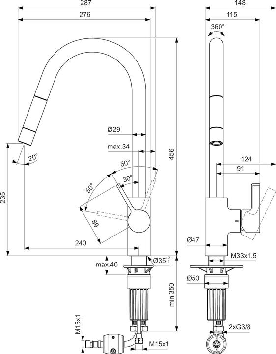 Productafbeelding Ideal standaard gusto - keukenkraan met uittrekbare uitloop, chroom