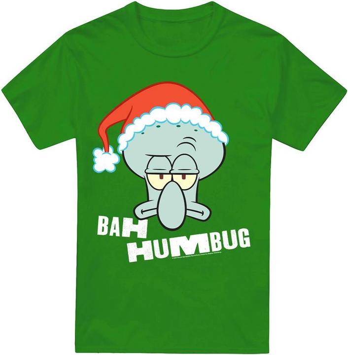 Immagine prodotto Spongebob Squarepants Bah Humbug Maglietta Natale Squidward Uomo (XL)