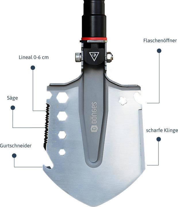 Actual product image Dönges Multifunctional folding spade All-in-One, in camouflage bag