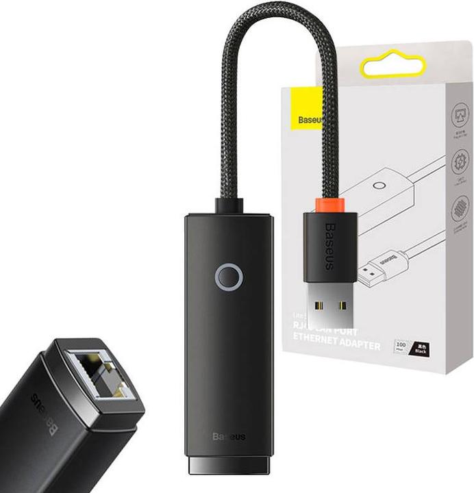 Produktbild Baseus Lite Series Ethernet Adapter USB-A to RJ45 LAN Port (100Mbps) Black (USB, RJ45 (1x))
