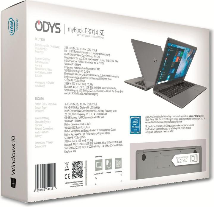 Produktbild Odys Mybook 14 Pro SE (14.10", Intel Celeron N4120, 4 GB, DE)