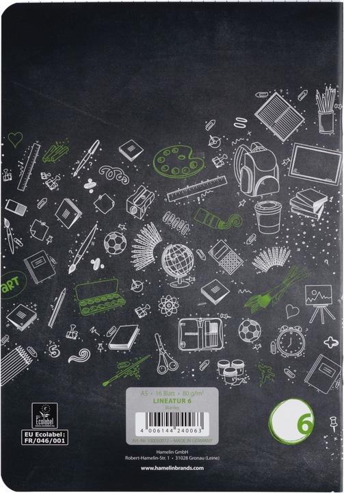 Produktbild Landré A5 2fach rückendrahtgeheftetes Schulheft (A5, Blanko, Harter Einband)