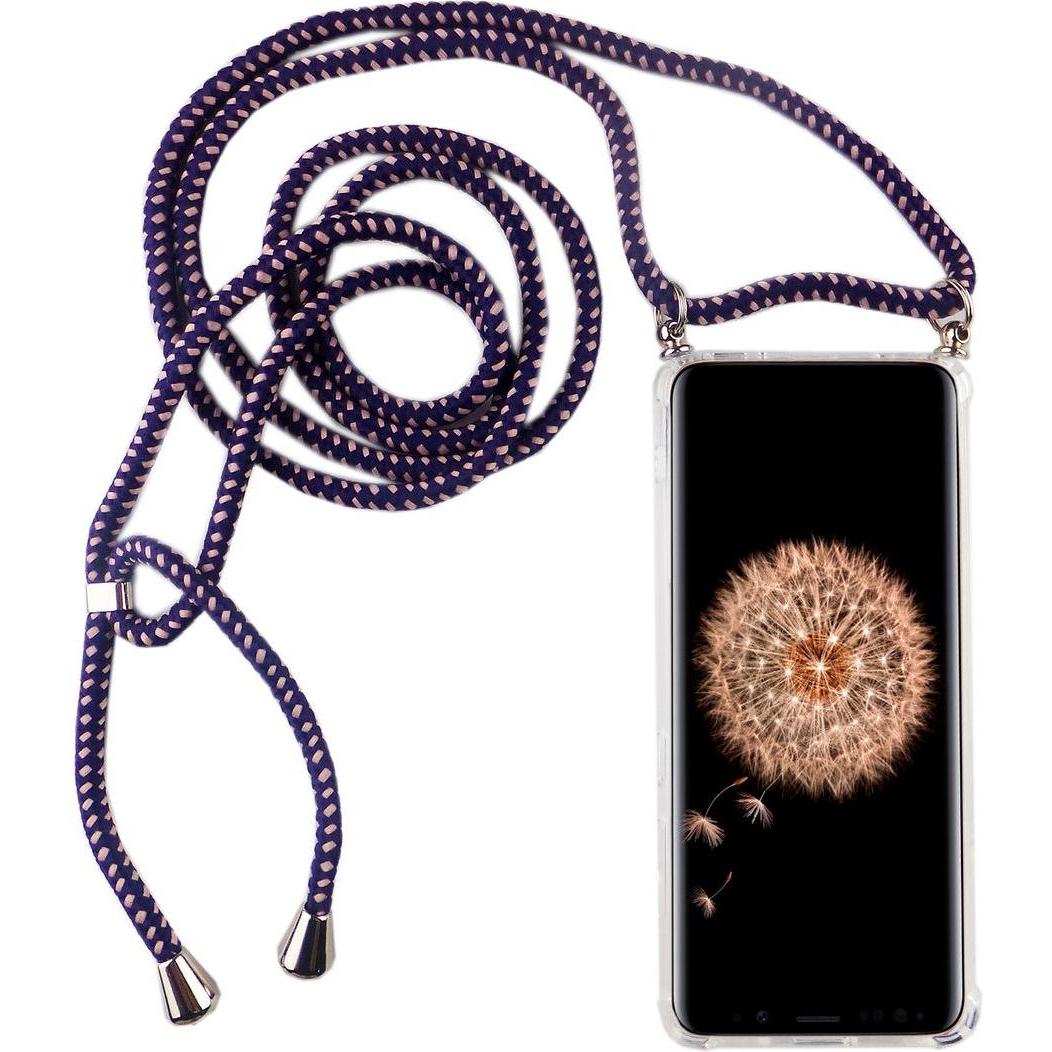 König Design Handykette für Samsung Galaxy S9 Plus Band Case zum umhängen Kordel Violett Neu, Handykette, Transparent
