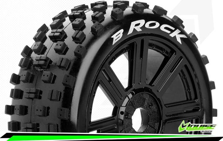 Image du produit Louise B-ROCK 1-8 Buggy Jeu de roues complètes Fini collé Jantes à rayons Soft Noir Hex 17mm L-T3270SB