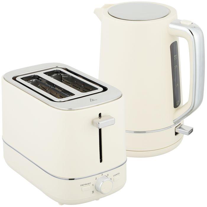 Swisshandel24 Set aus 1,7 L Wasserkocher und Toaster mit 6 Bräunungsstufen, Beige (1.70 l)