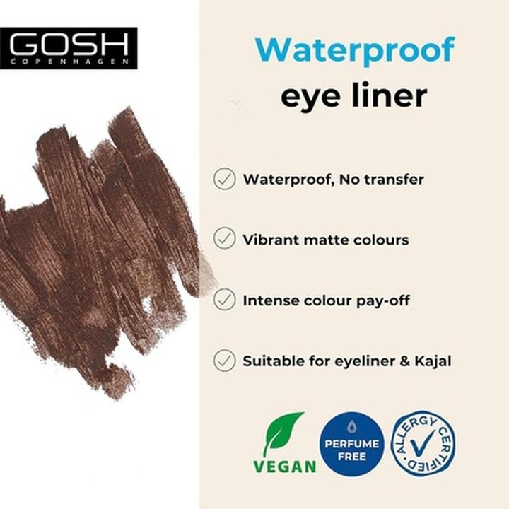 Actual product image Gosh Neon Blue Eyeliner Matte Waterproof Pencil Soft Creamy Easy Application Highly Pigmented Eye Lo (014 Chocolate Brown)