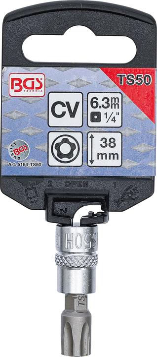 Actual product image BGS Bit Socket 6.3 mm (1/4") Drive T-Star tamperproof (for Torx) TS50 (Inner square)