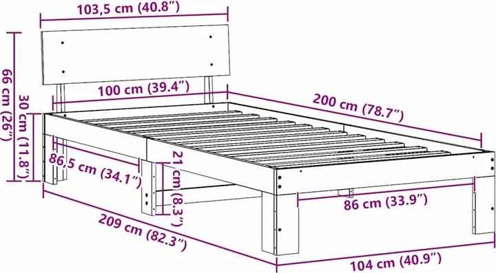 Image du produit vidaXL Moderner Bettrahmen (100 x 200 cm)