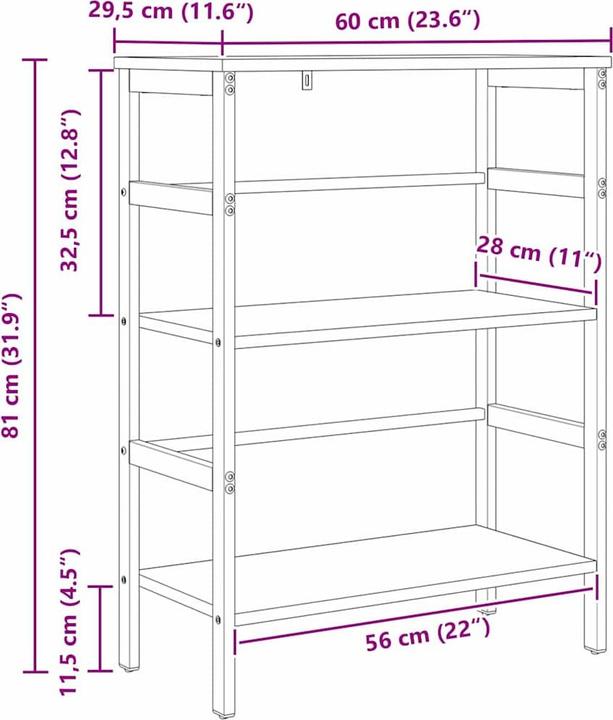 Immagine prodotto vidaXL Bücherregal (29.50 x 60 x 81 cm)