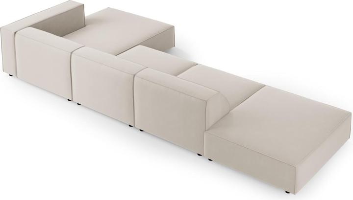 Actual product image Cosmopolitan Design Velvet Right Corner Sofa, "Arendal", 5 Seats, Ecru, 341x166x70 Made in Europe (Corner sofa)