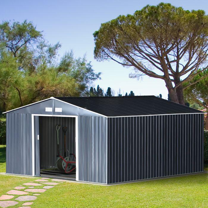 Actual product image Swisshandel24 Garden shed with foundation Garden shed Metal shed Charcoal grey 340 x 386 x 200