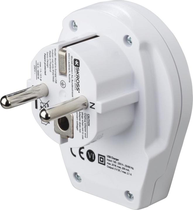 Actual product image Hama Travel adapter World to Europe USB for 2- and 3-pin devices, 1x USB
