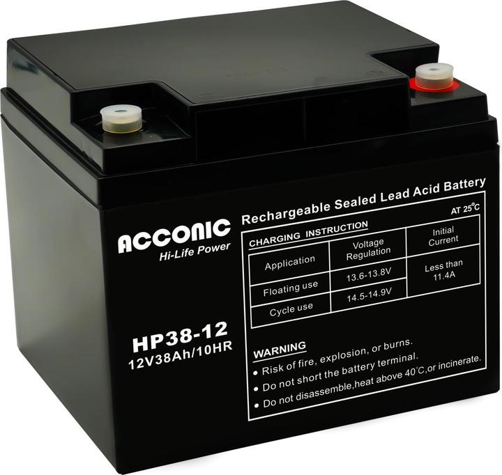Produktbild Acconic HP38-12 Hi-Life Power AGM 12V 38Ah Bleiakku (12 V, 38 Ah)