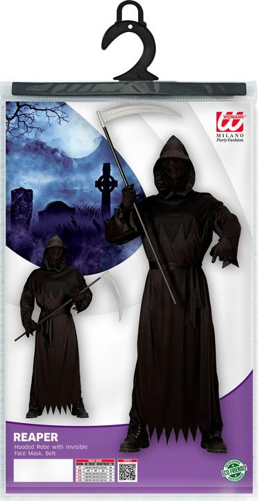 Image du produit Widmann Robe Grim Reaper avec capuche et masque visage invisible, ceinture (S, M, L, XL, XXL)
