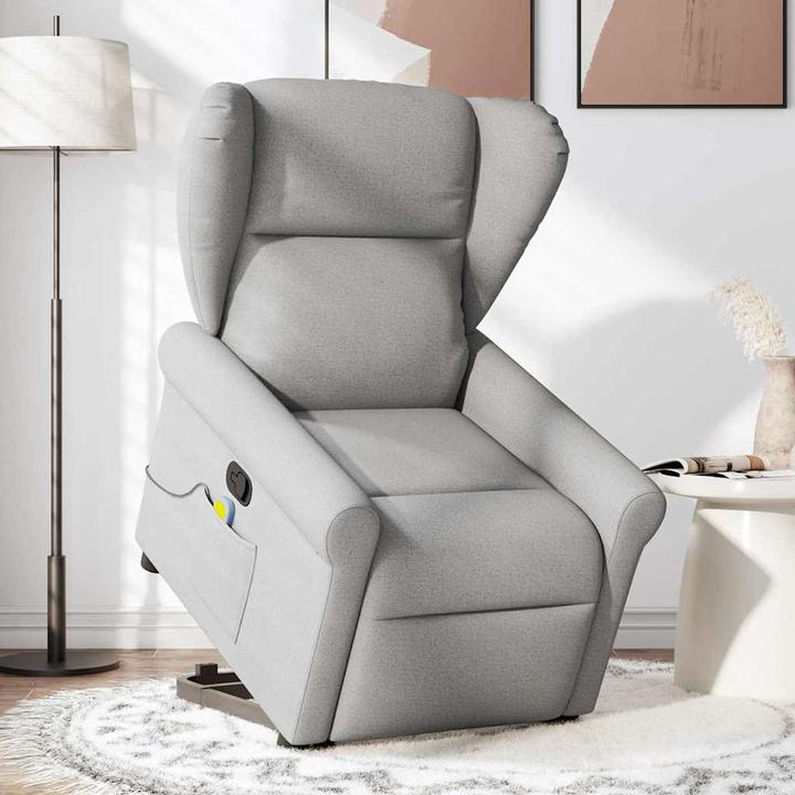 Actual product image VidaXL Massage chair with stand-up aid Cloud grey fabric
