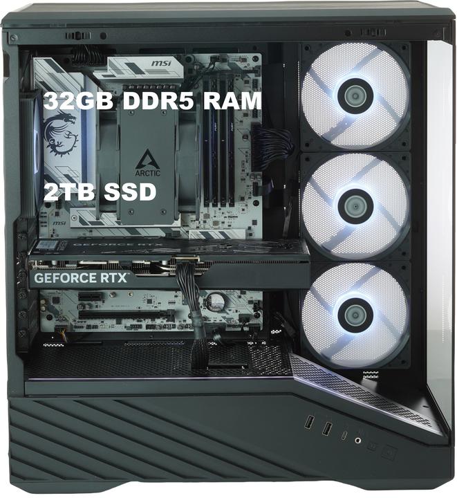 Produktbild schneller-PC Gaming PC RTX 5070 (2000 GB, 32 GB, AMD Ryzen 7 7800X3D, GeForce RTX 5070)
