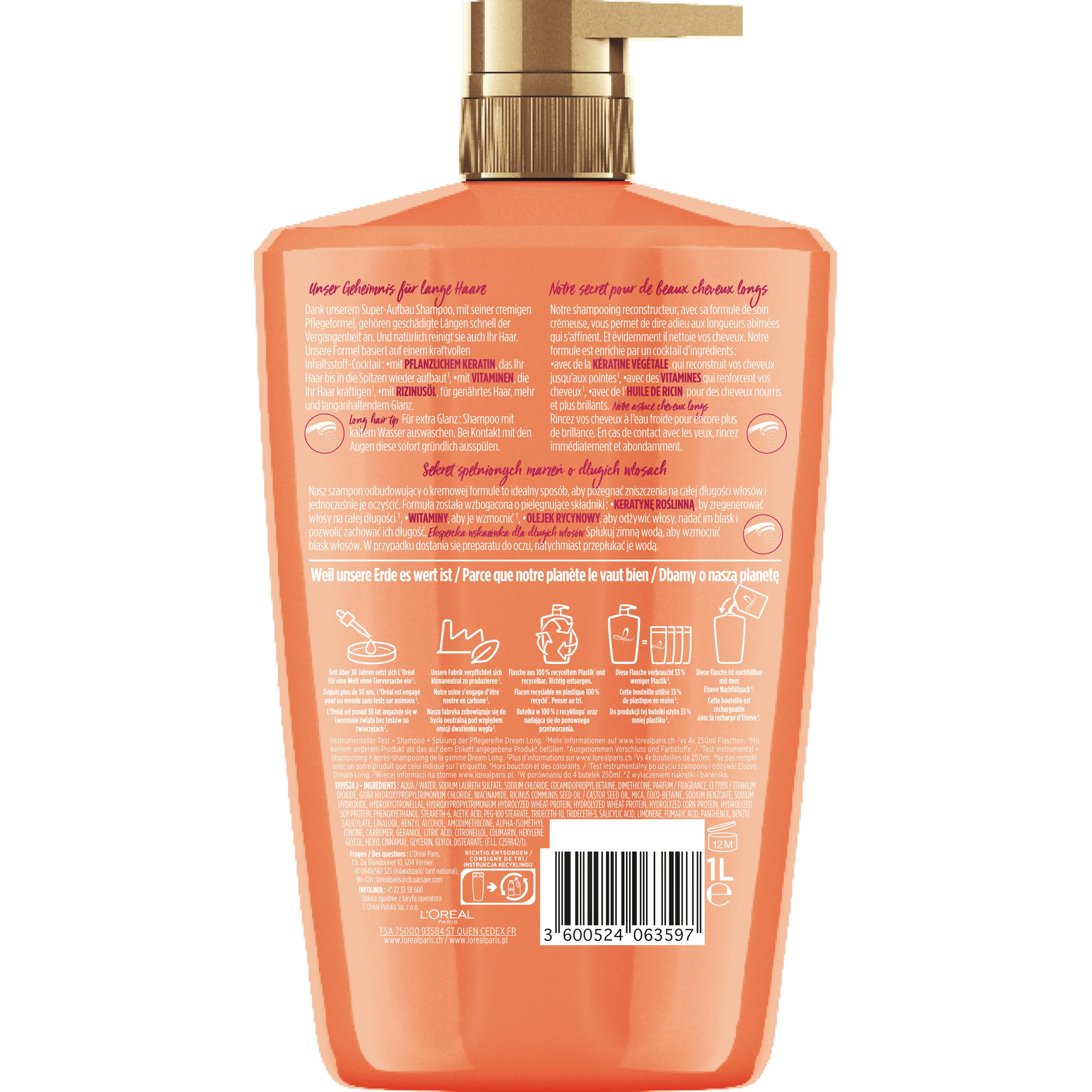 L'oréal Paris , Shampoo, Elseve Dream Long (Shampoo Liquido, 1000 Ml)