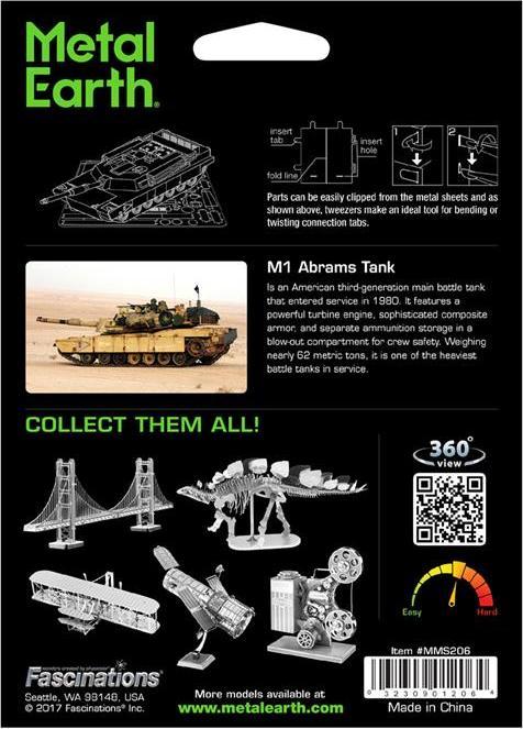 Actual product image Metal Earth M1 Abrams tank