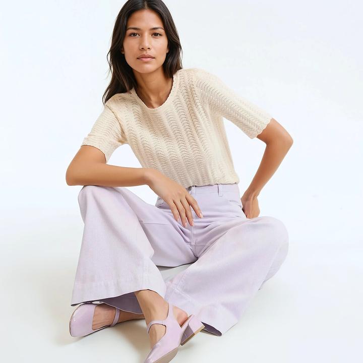 Produktbild BlockX Pullover mit Rundhalsausschnitt und kurzen Ärmeln aus Pointelle-Mesh (M)