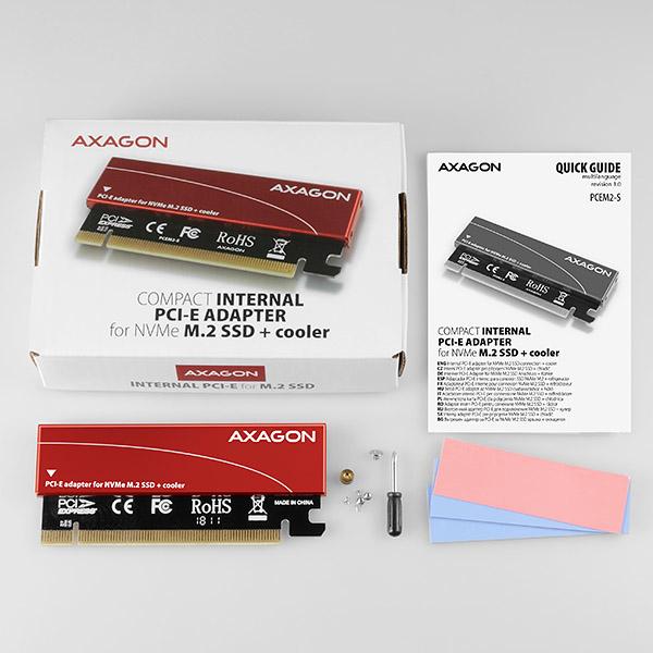 Actual product image Axagon PCEM2-S - PCIe - M.2 - Low Profile - PCIe 3.0 - Black - Red - PC