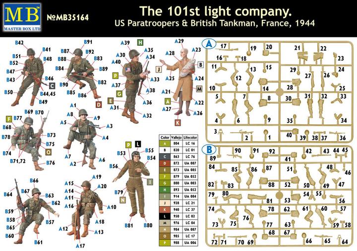 Immagine prodotto Master Box 101a compagnia leggera, paracadutisti statunitensi e carristi britannici.