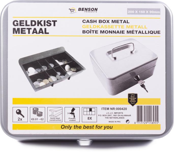 Actual product image Benson Cash box metal silver 200 x 160 x 90mm