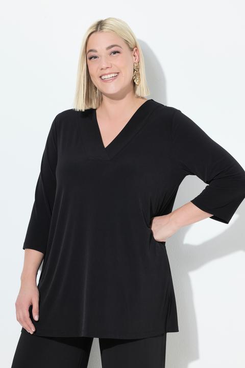 Produktbild Ulla Popken Longshirt, A-Linie, V-Ausschnitt, 3/4-Ärmel (68)