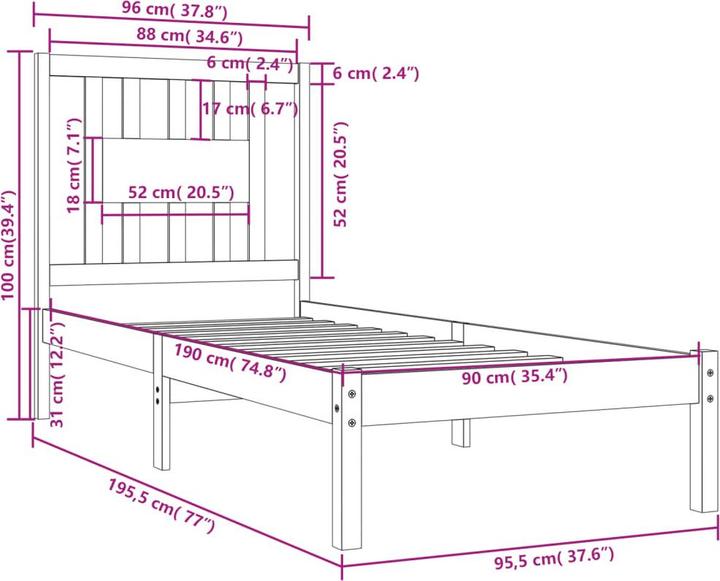 Image du produit vidaXL Collins (90 x 190 cm)