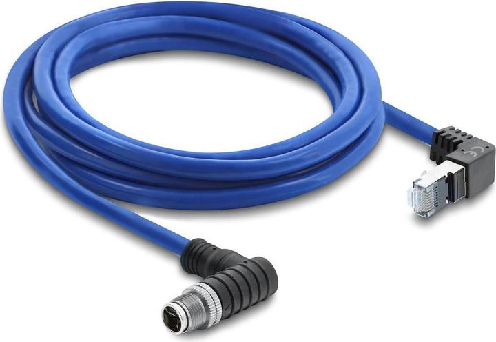 Produktbild Delock M12 Kabel X-kodiert 8 Pin Stecker nach unten gewinkel (S/FTP)