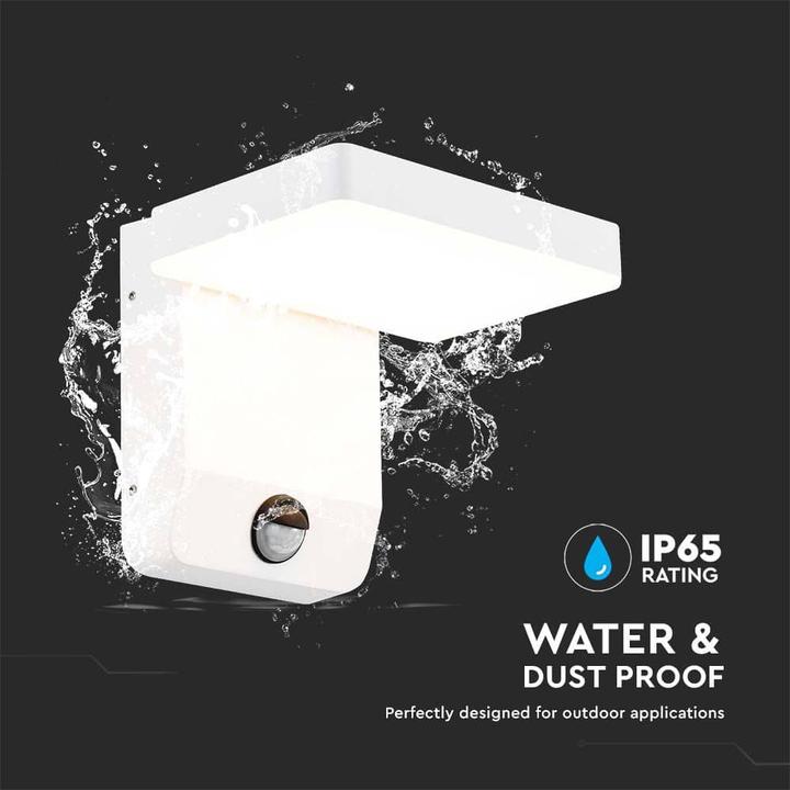 Produktbild V-TAC VT11020150W 20W LED Wandleuchte Sensor Weisser Körper Quadratisch 4000K IP65 (2520 lm, IP65)