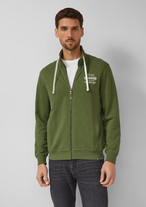 Produktbild s.Oliver Sweatshirt Jacke Sweatshirt-Jacke mit Flammgarnstruktur und Artwork (L)