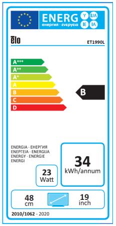 Energy Label ēlo ET1990L OPEN FRAME MONITOR (1280 x 1024 pixels, 19")