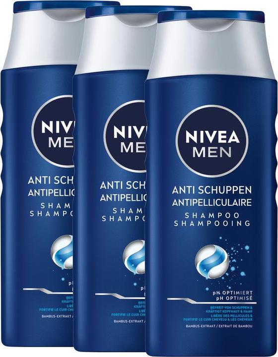 Actual product image Nivea Men Anti-Schuppen pH-Optimal Shampoo Trio (750 ml, Liquid shampoo)