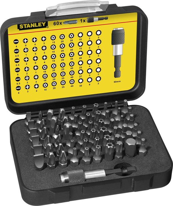 Actual product image Stanley Bit assortment, 1/4", 61 pieces, with magnetic bit holder (25mm, 1/4 inch)