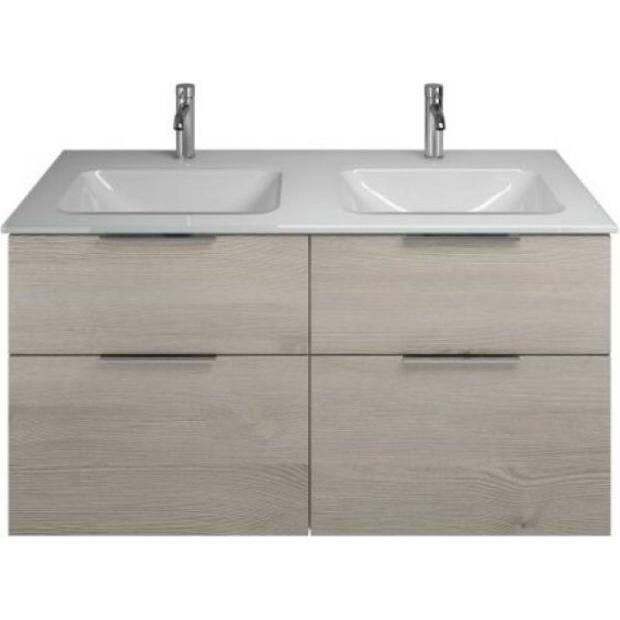 burgbad, Badmöbelset, Eqio Glas-Doppelwaschtisch inklusive Waschtischunterschrank, Breite 1220 mm