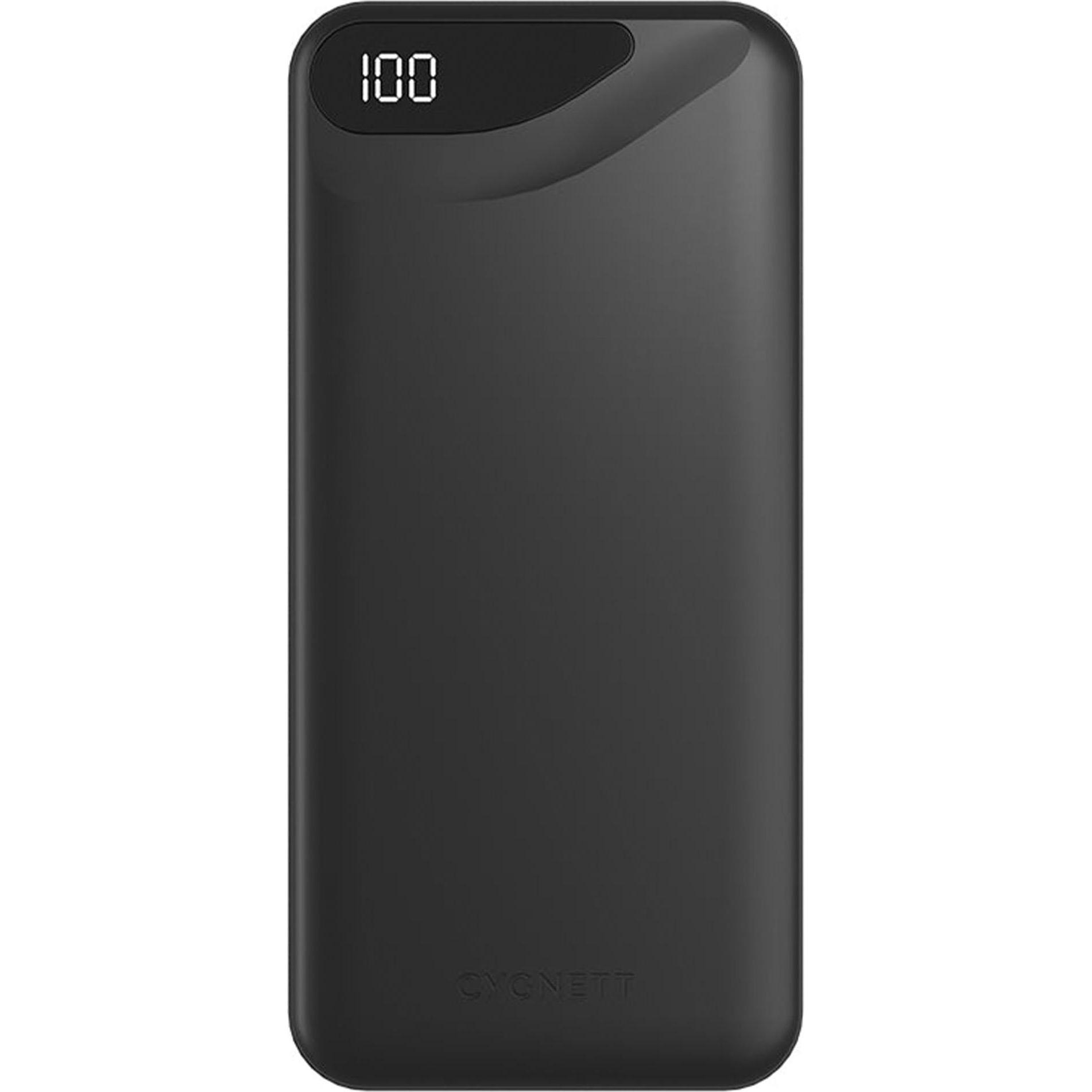 Cygnett POWER BANK 10000MAH BLACK 3 DEVICE 1 USB-C 2 USB-A DISPLAY (10000 mAh, 15 W, 37 Wh), Powerbank, Nero
