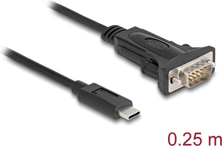 Produktbild Delock Adapter USB Type-C™ zu 1 x Seriell RS-232 D-Sub 9 Pin Stecker mit Schrauben 0,25 m (22.50 cm)