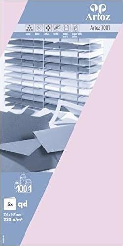 Actual product image Artoz 1001 Pkg 5 cards qd cherry blossom (Square, 220 g/m²)