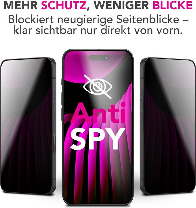 Produktbild Nalia Schutzglas "AntiSpyX" - Privacy Display Glas 9H Härte - Anti-Spy Screen Protector Tempered Glass (1 Stk., Apple iPhone 17 Pro Max)