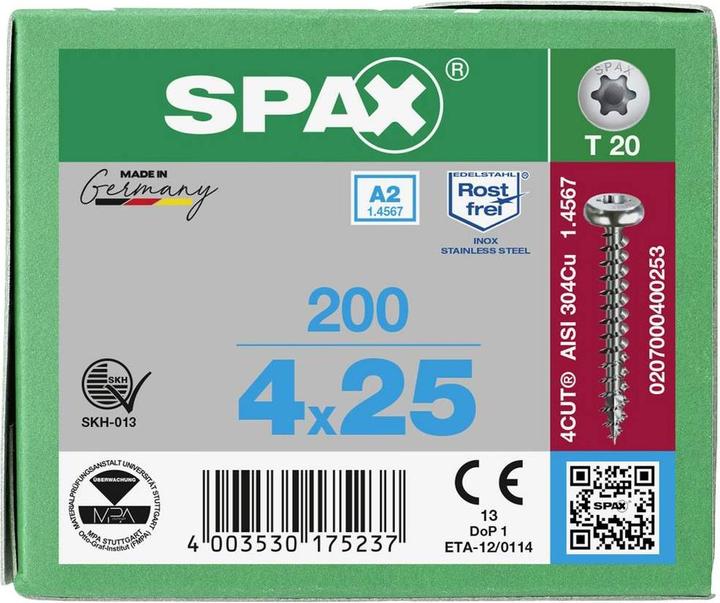 Produktbild Spax A2 Halbrundkopf T-Star Plus T20 Vollgewinde (200 Schrauben pro Stück)
