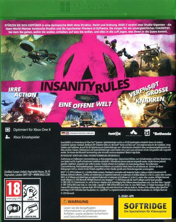 Image du produit Bethesda Rage 2 (Xbox One X, Xbox Series X, DE)