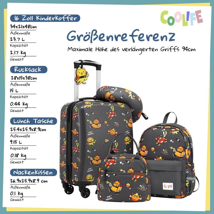 Produktbild Coolife Kinderkoffer-Set mit Rucksack