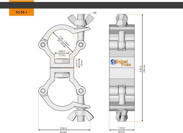 Actual product image Global Truss Swivel Coupler Small 32-35/30/35kg stage black