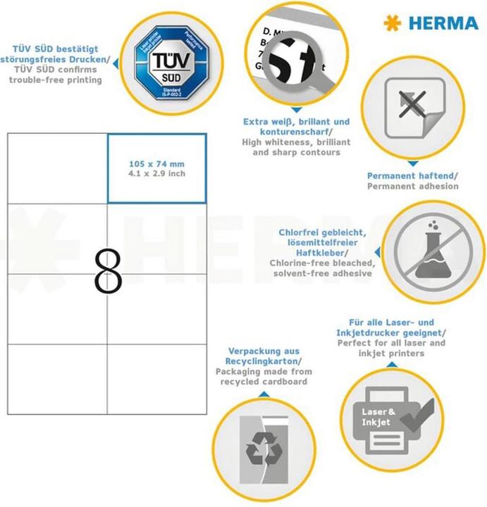 Produktbild HERMA Universal Etiketten A4