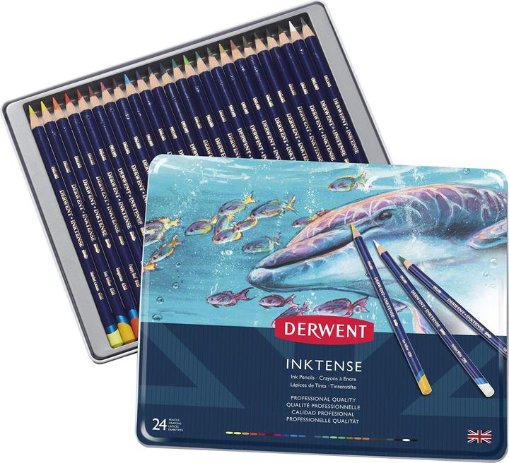 Immagine prodotto Derwent Matita colorata Inktense Set 24 astuccio in metallo (Multicolore, multicolore, 24 x)